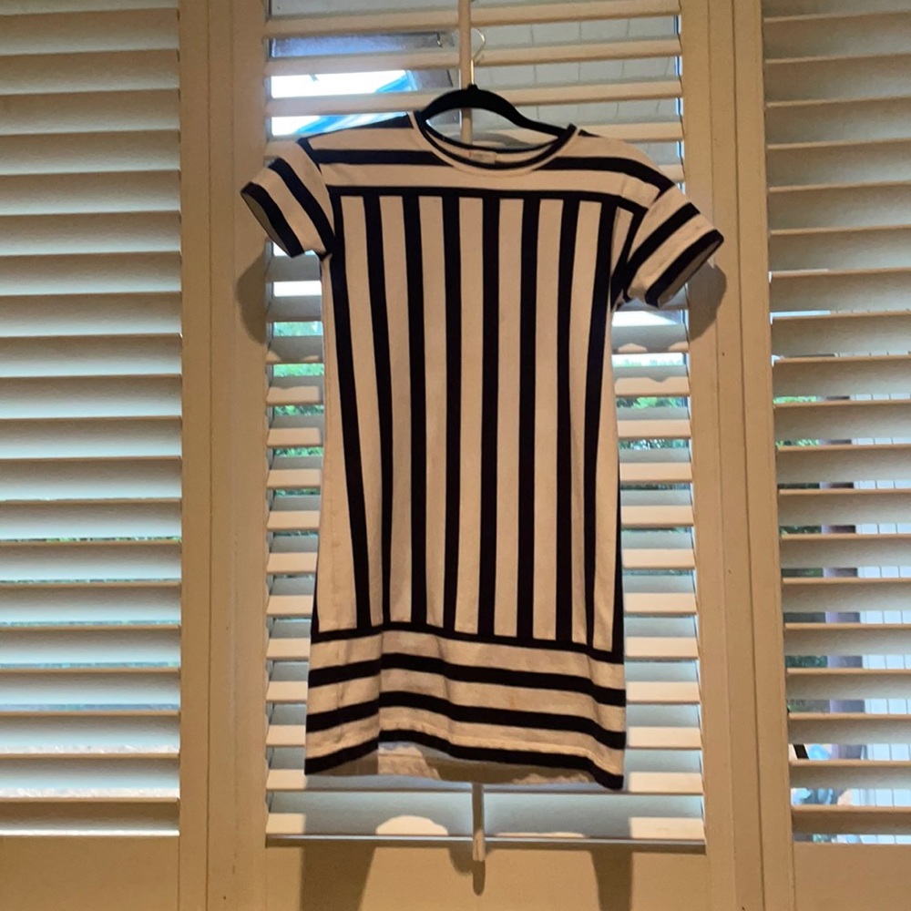 Crewcuts girls 10 white and navy striped dress